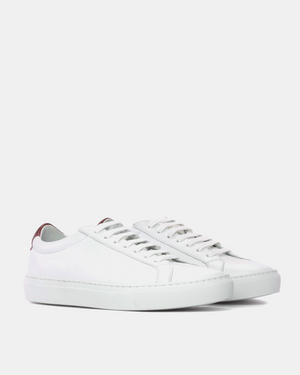 White Low Kick Sneaker Red Heel Tab