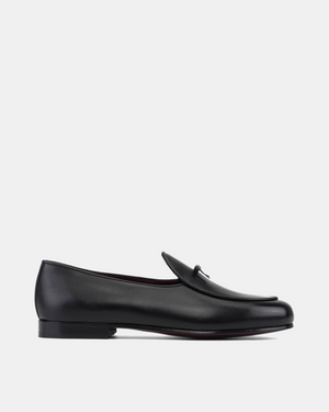 Black Full-Grain Belgian Loafer with Bow