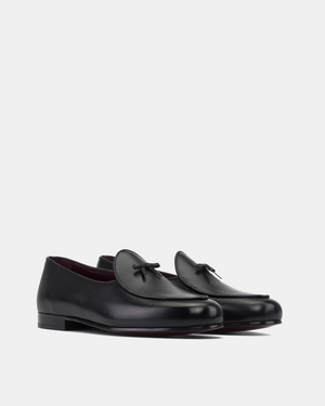 Black Full-Grain Belgian Loafer with Bow