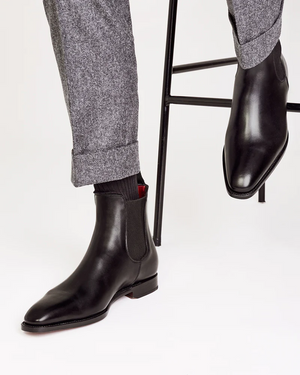 Black Calf Leather Chelsea Boot