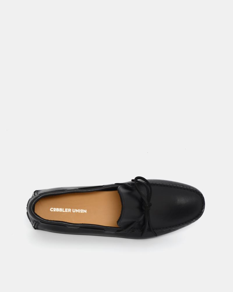 Black Leather Lace up Moccasins
