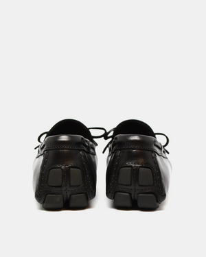 Black Leather Lace up Moccasins