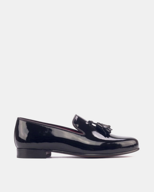 Black Patent Tassel Slippers