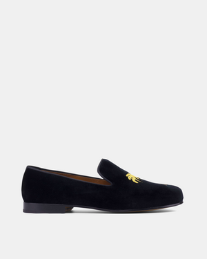 Black Velvet Slippers Palms