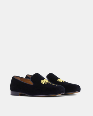 Black Velvet Slippers Palms
