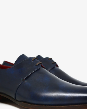 Blue Leather Derby Dress Shoe
