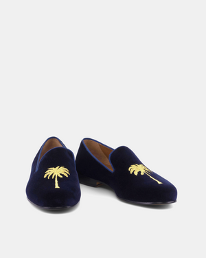Blue Velvet Slippers Palms