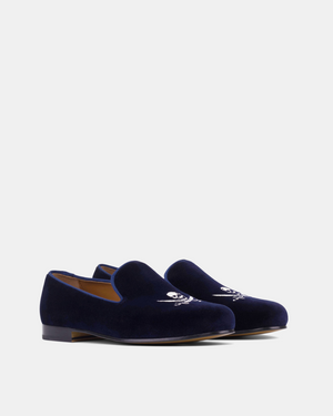 Blue Velvet Slippers Skull