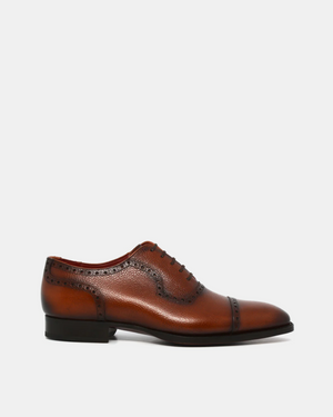 Cognac Grain Cap Toe Oxford Shoe