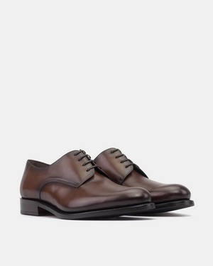 Marco Derby in Brown Calf with Half-Rubber Soles - 675