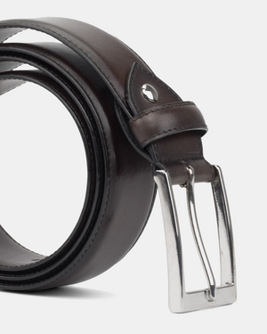 Matching Belt - Dark Brown Hand-Burnished Calfskin