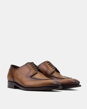 Norwegian Tobacco Derby with Half-Rubber Soles - 722