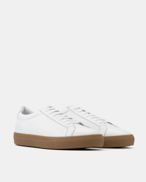 White Low Kick Dress Sneaker in Amber Soles