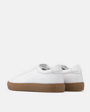 White Low Kick Dress Sneaker in Amber Soles