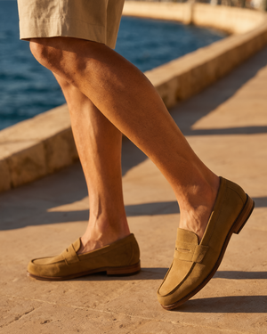 Henry Camel Suede Penny Loafer - 144