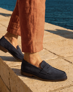 Henry Navy Suede Penny Loafer - 144
