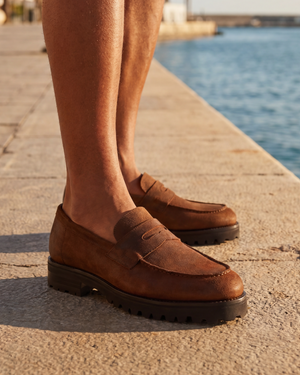 Brown Waxed Suede Waterfproof Loafer