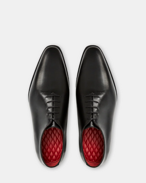 Black Wholecut Oxford Dress Shoe with Rubber Half Soles