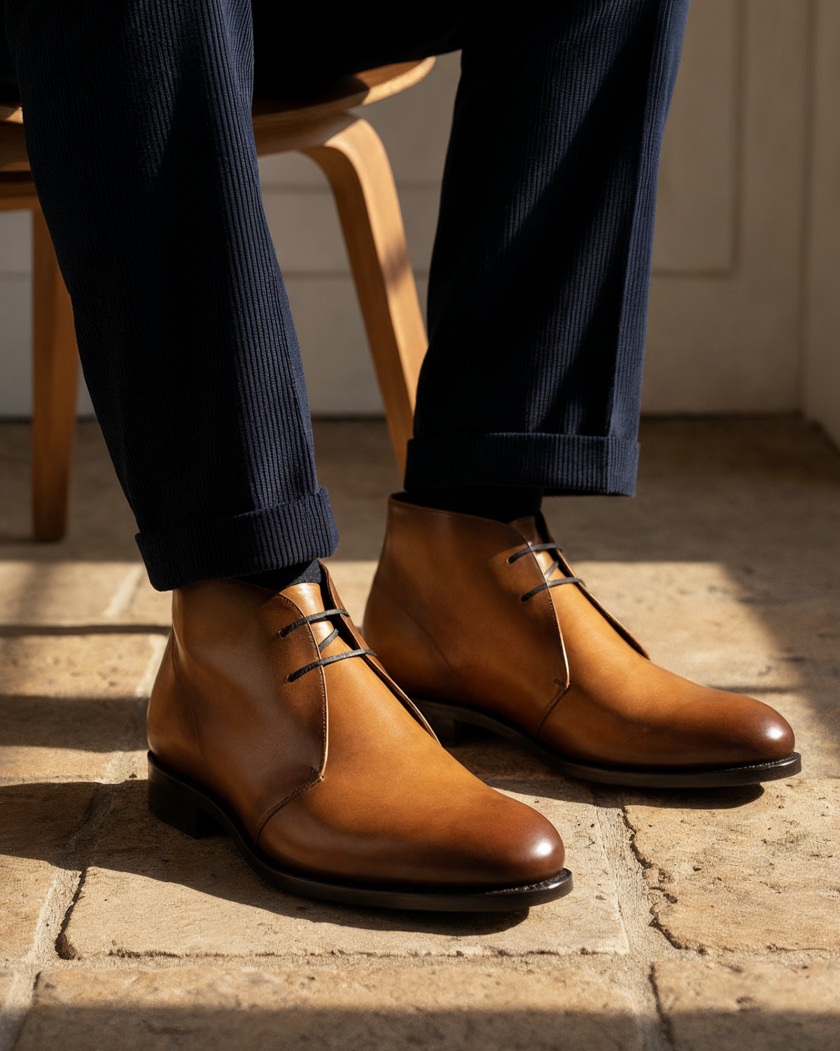 Tobacco Chukka with Half-Rubber Soles - 675