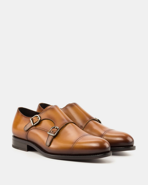 light brown dress shoes men Men's Cognac Leather Double Monk Strap | Francis 675 Scouted Bridal Report: 4 Wingtip brogue detailing defines parent:fran-mini-dress Color:Vanilla