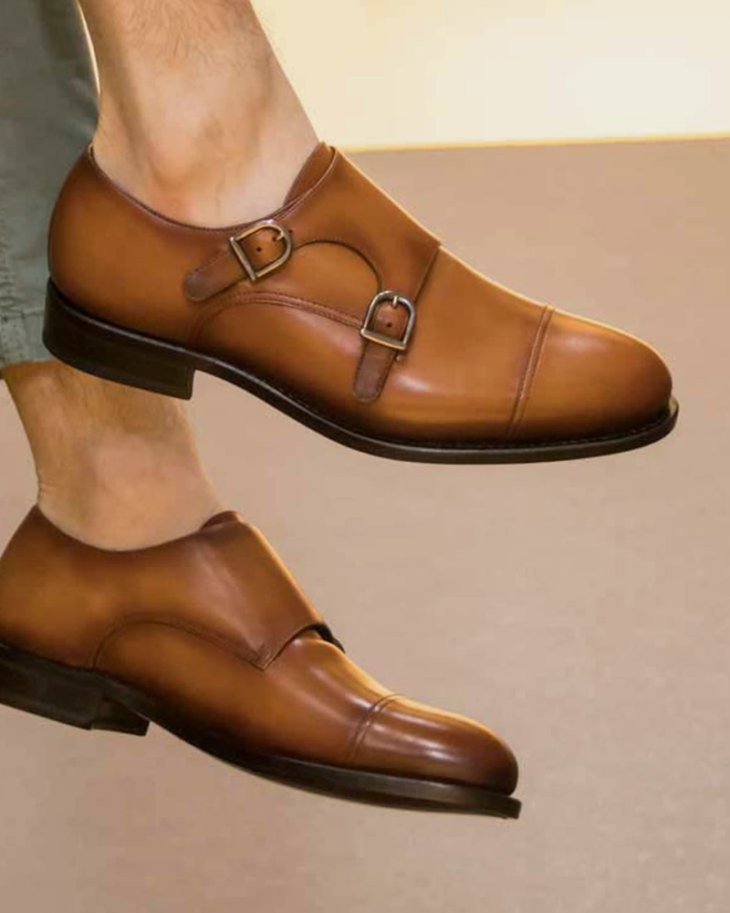 Francis Cognac Double Monk Strap - 675
