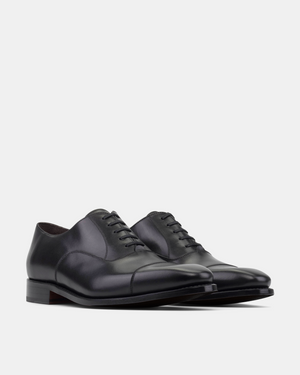 Ashford Black Cap Toe Oxford  with Half-Rubber Soles - 722