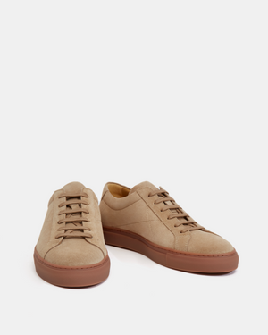 Beige Suede Sneaker with Brown Outsole