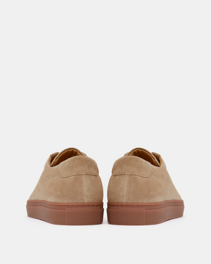 Beige Suede Sneaker with Brown Outsole