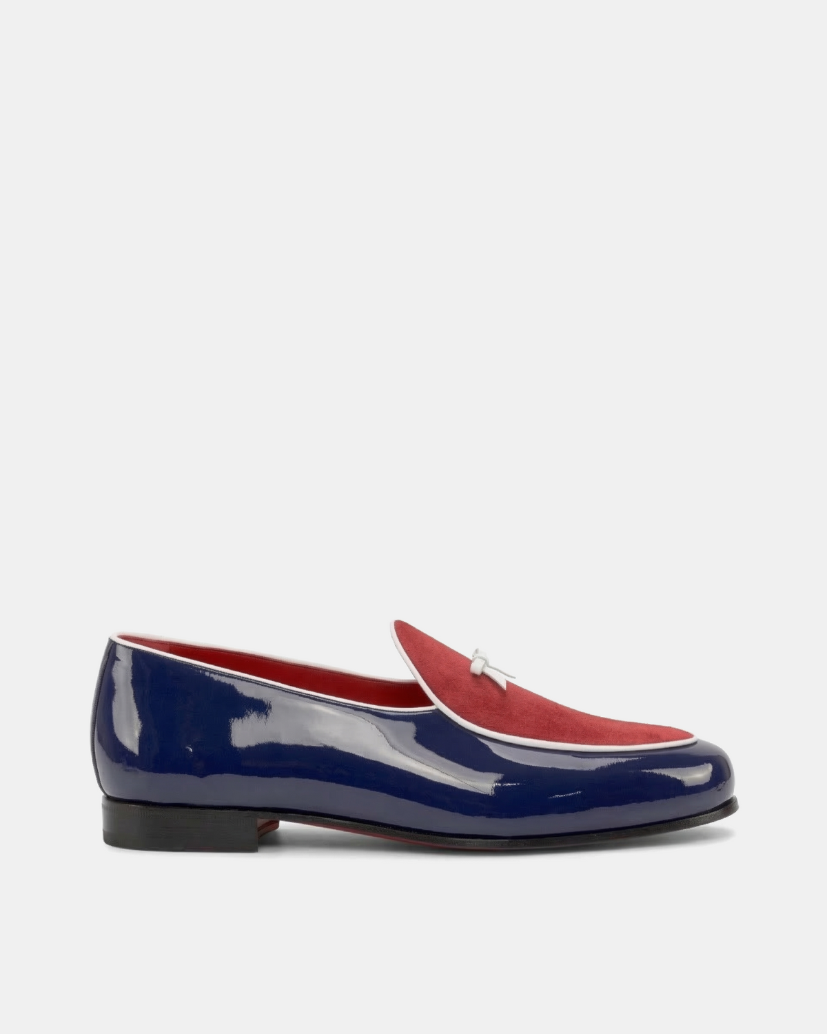 Blue Patent and Red Belgian Loafer