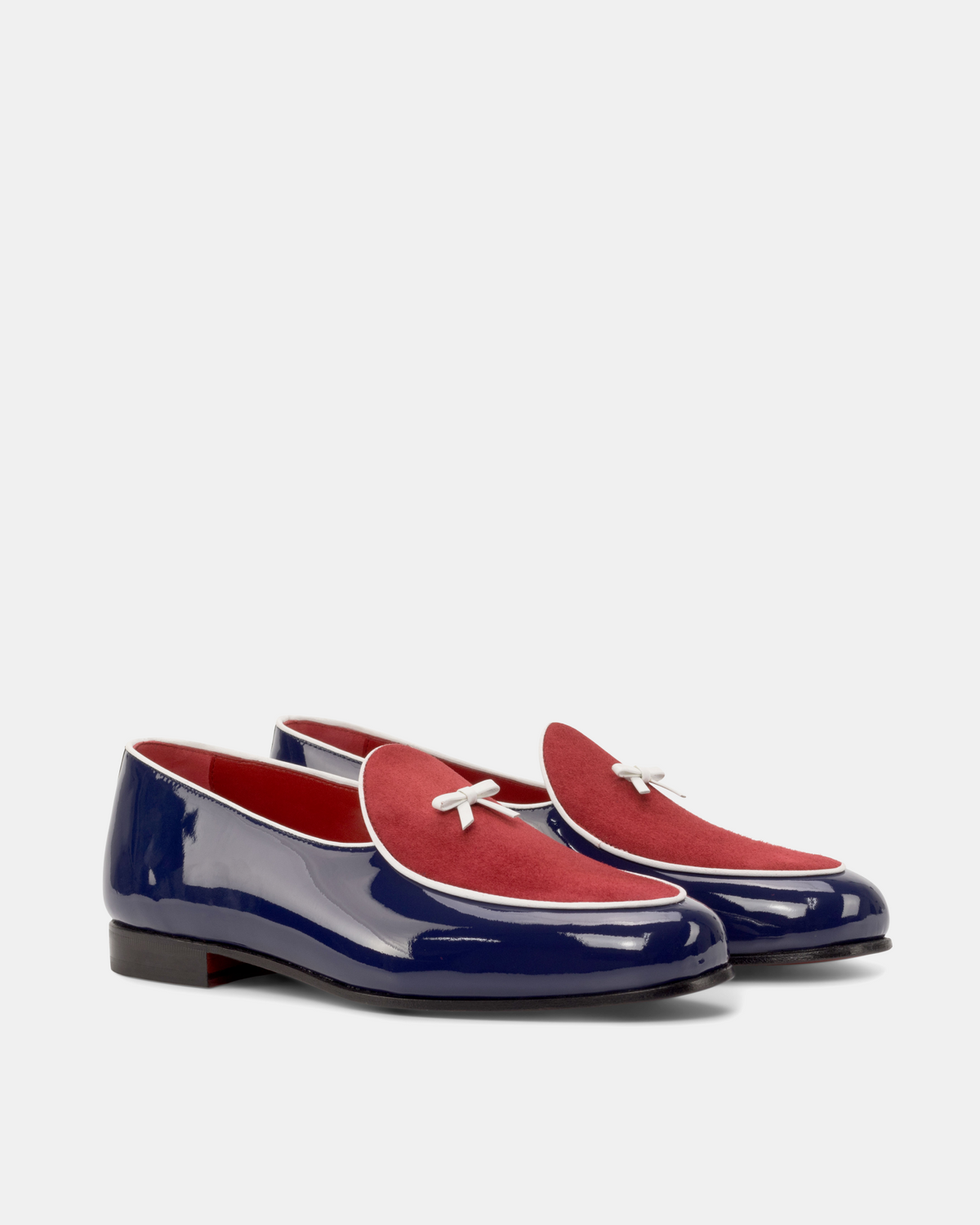 Blue Patent and Red Belgian Loafer