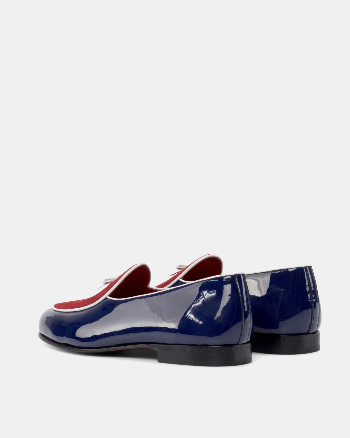 Blue Patent and Red Belgian Loafer