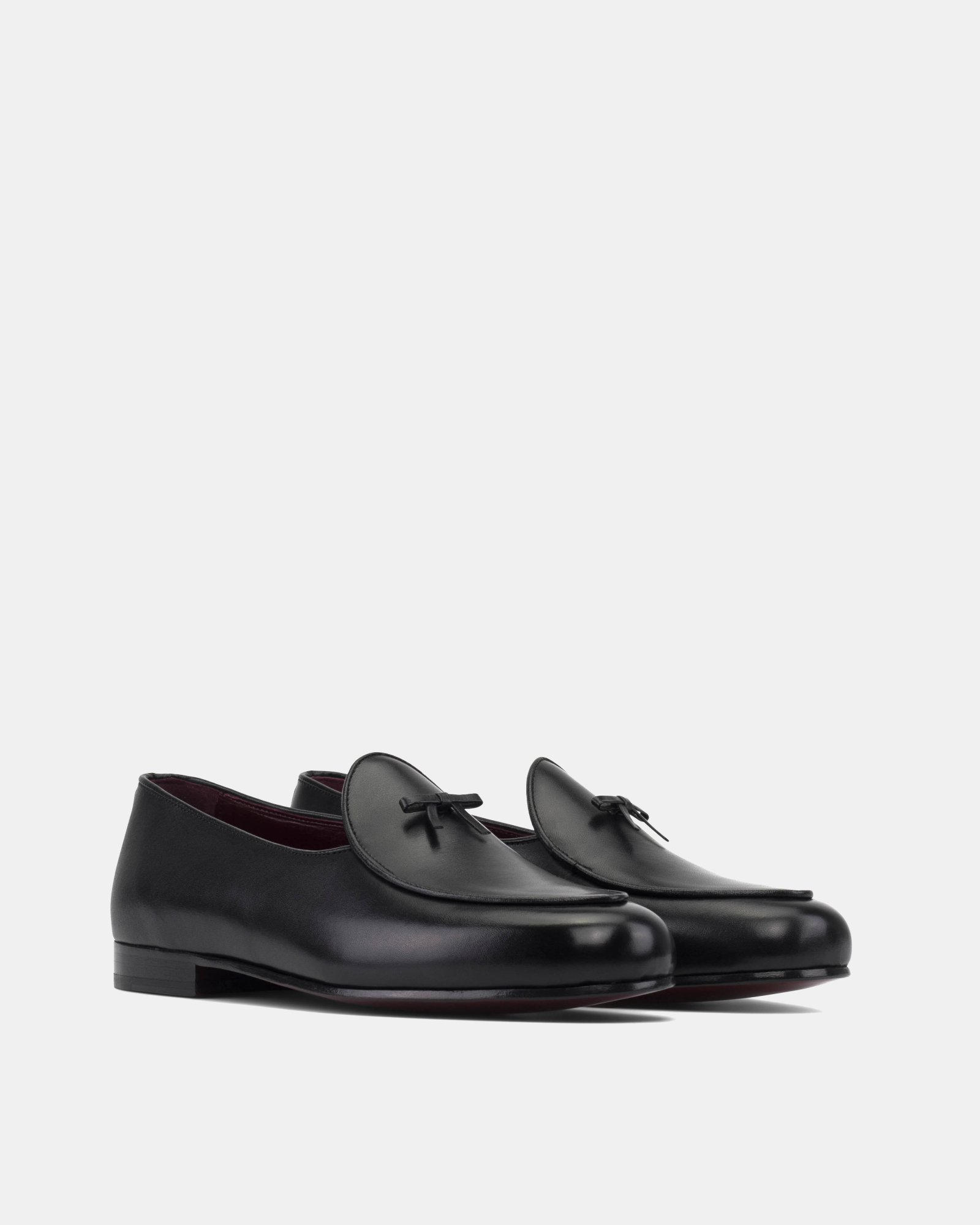 Black Full-Grain Belgian Loafer with Bow