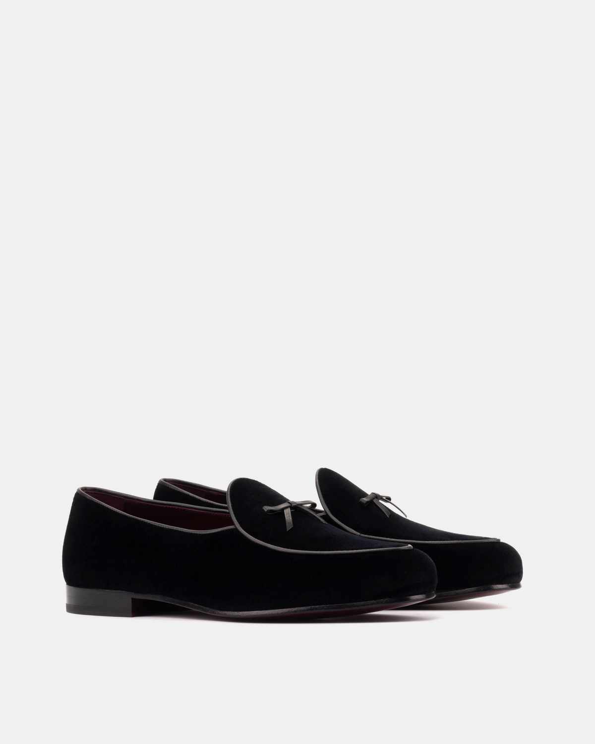 Black Velvet Belgian Loafer with Bow