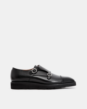 Black Lightweight Monk Strap Shoe