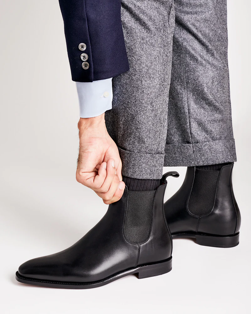 Black Calf Leather Chelsea Boot