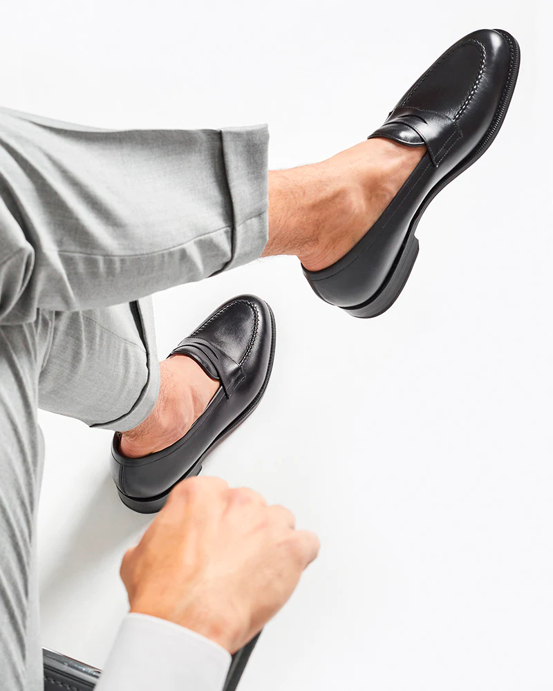 [SALE] - Black Calf Leather Penny Loafer