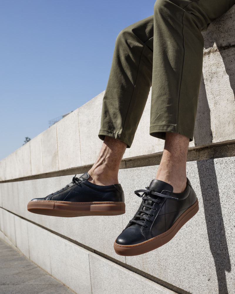Black Dress Sneaker with Brown Outsole Cobbler Union
