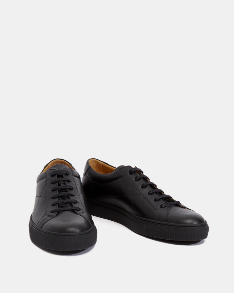 Black Leather Low Top Dress Sneaker