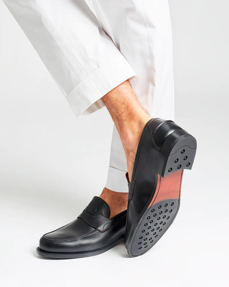[SALE] - Black Leather Penny Loafer