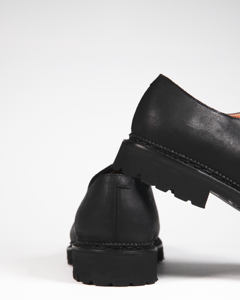 Black Waxed Suede Wholecut Oxford Shoe 7 UK / 8 US