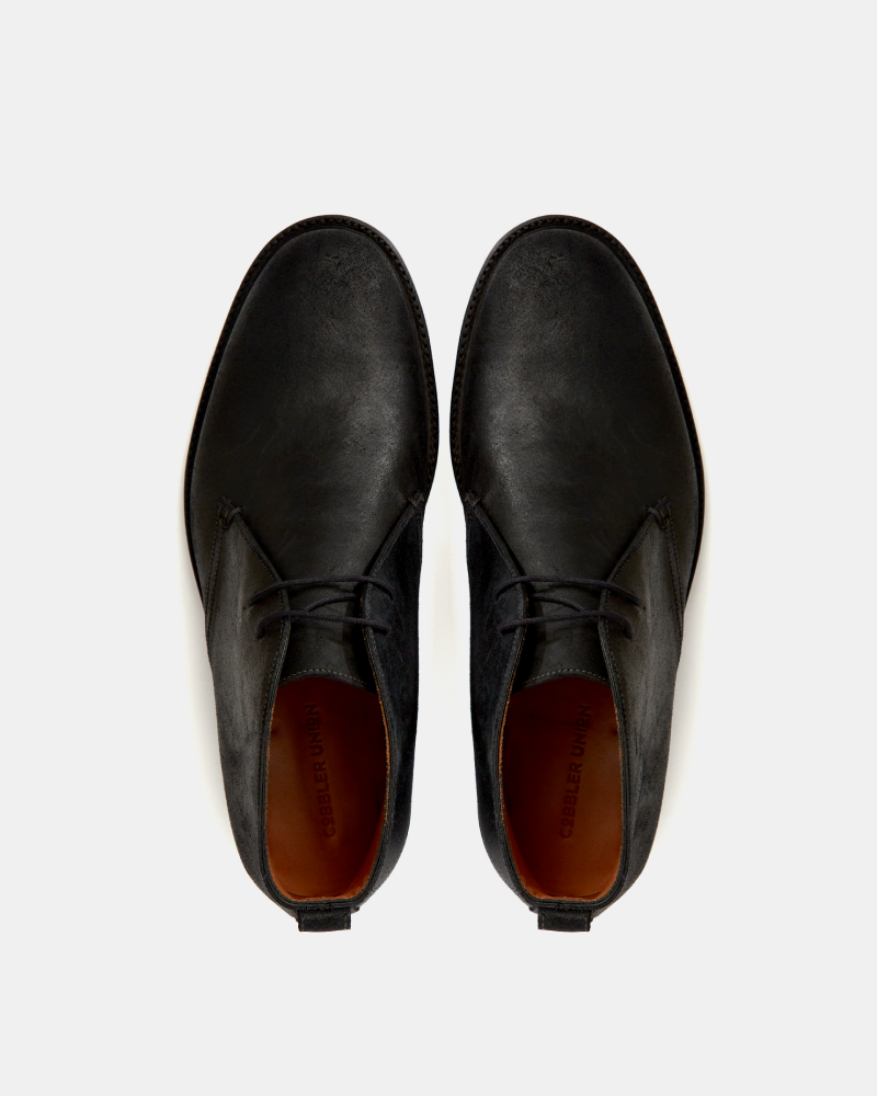[SALE] - Black Waxed Suede Lightweight Chukka Boot