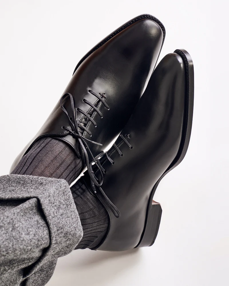 Black leather Oxford dress shoes