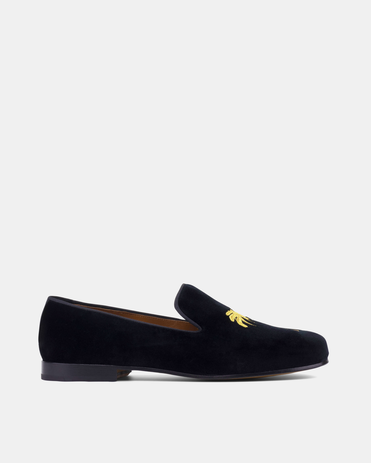 Black Velvet Slippers Palms