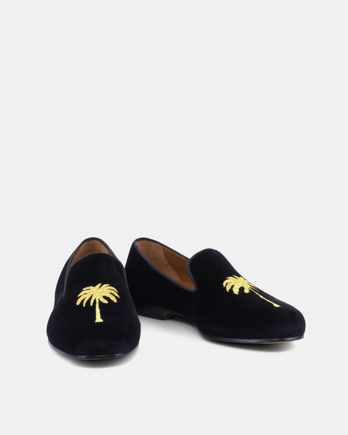 Black Velvet Slippers Palms