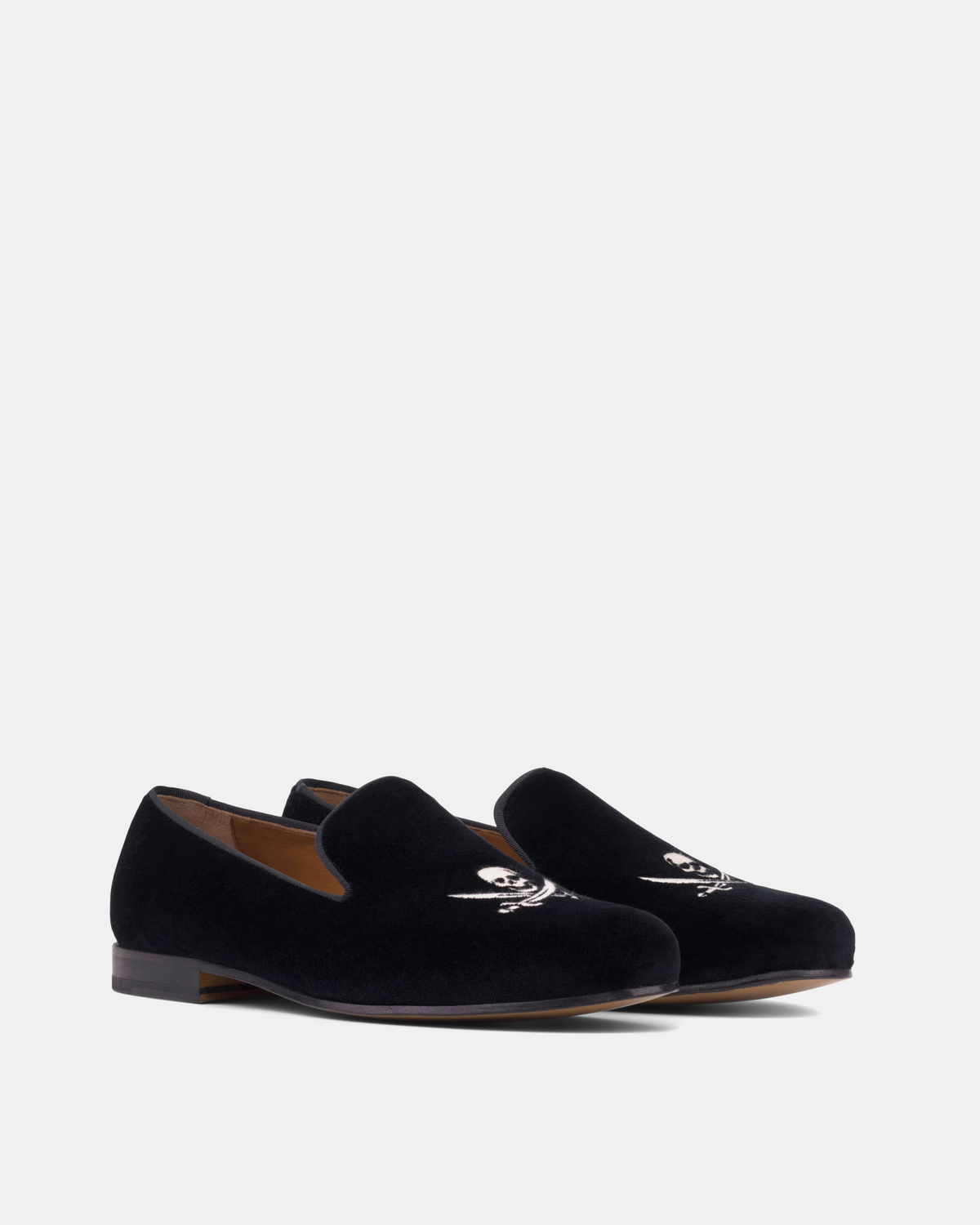 Black Velvet Slippers Skull