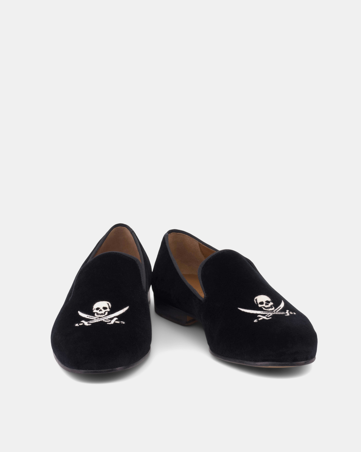 Black Velvet Slippers Skull