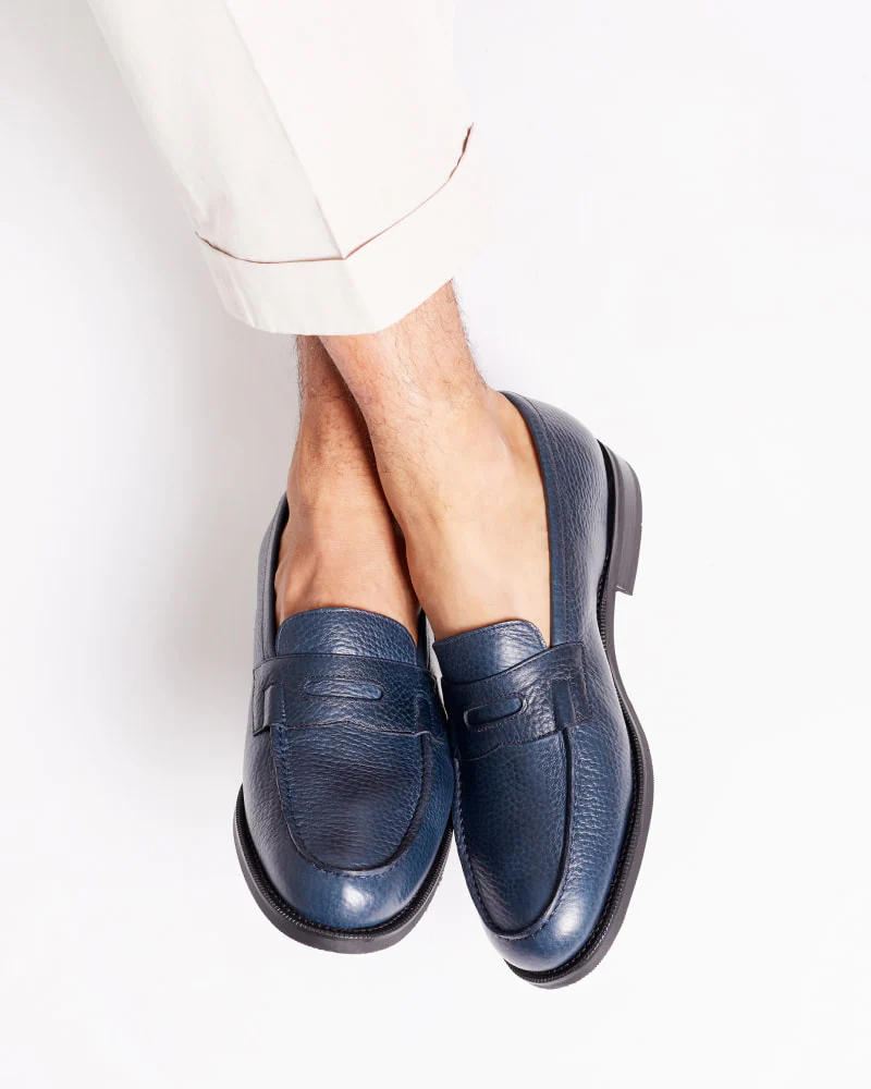 Mens navy blue loafers shoes outlet