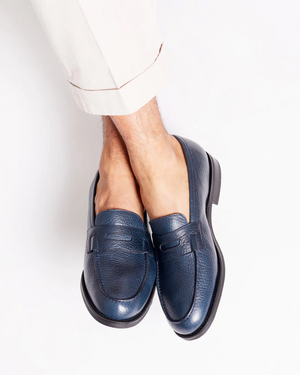 Navy Leather Loafer