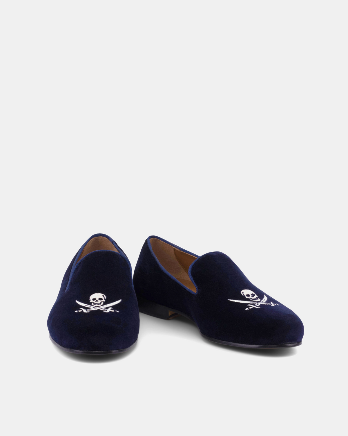Blue Velvet Slippers Skull