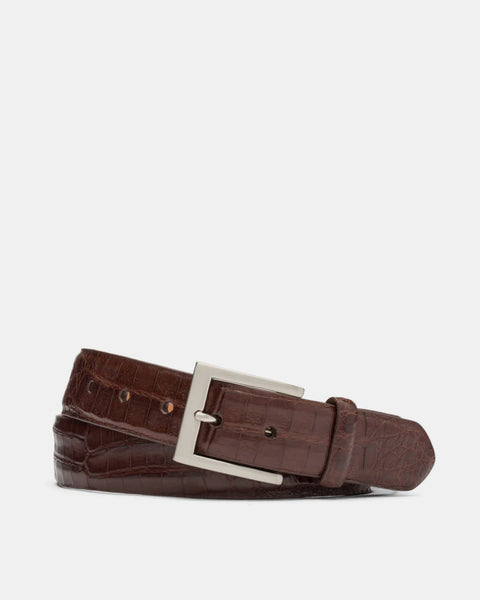 Caiman Crocodile Belt in Chocolate - Cobbler Union display picture 2